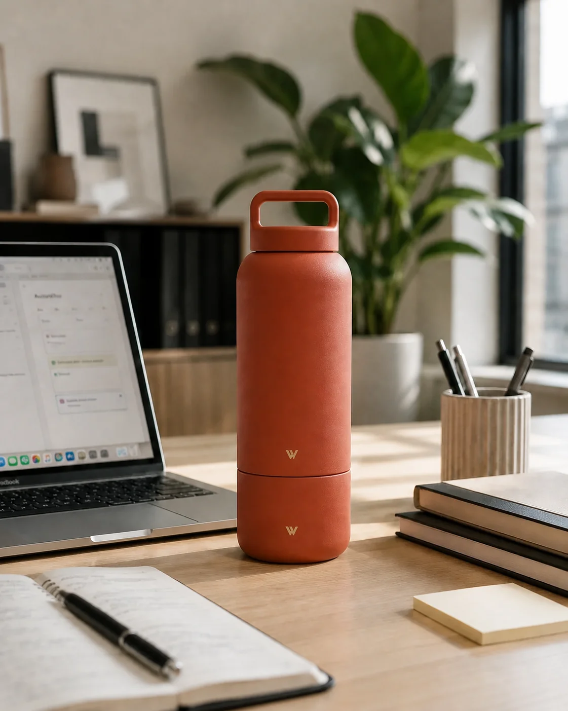 Terra ViraVie bottle on a bright work desk