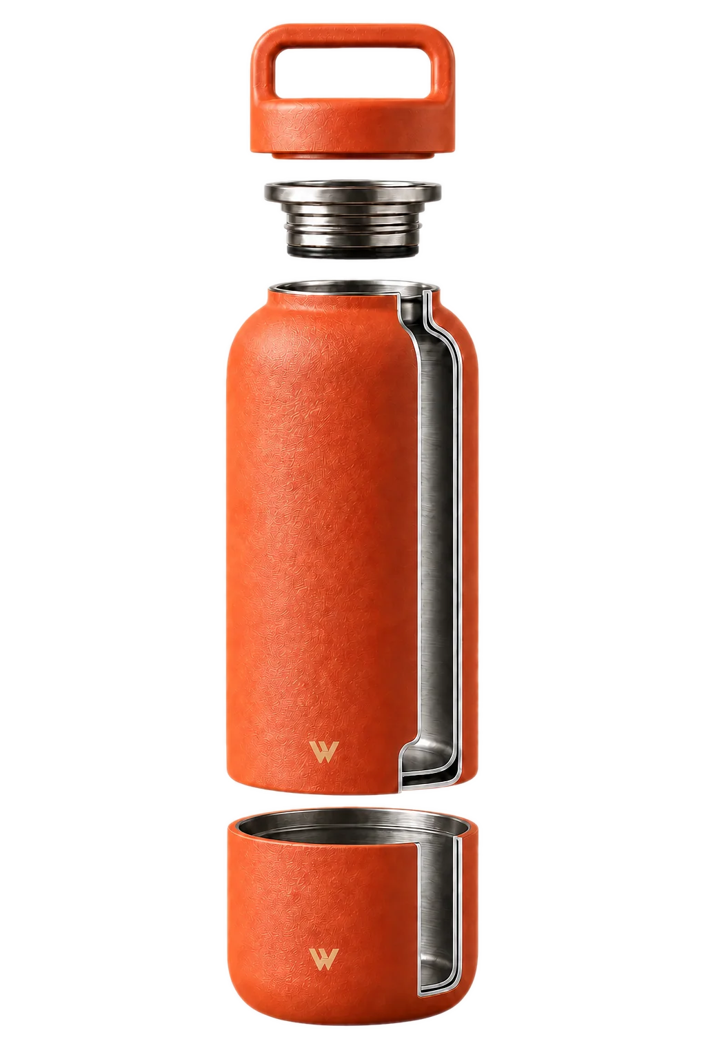 Exploded technical view of the ViraVie bottle